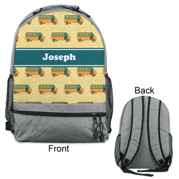 School Bus Large Backpack - Gray - Front & Back View