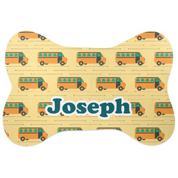 School Bus Bone Shaped Dog Food Mat (Large) (Personalized)