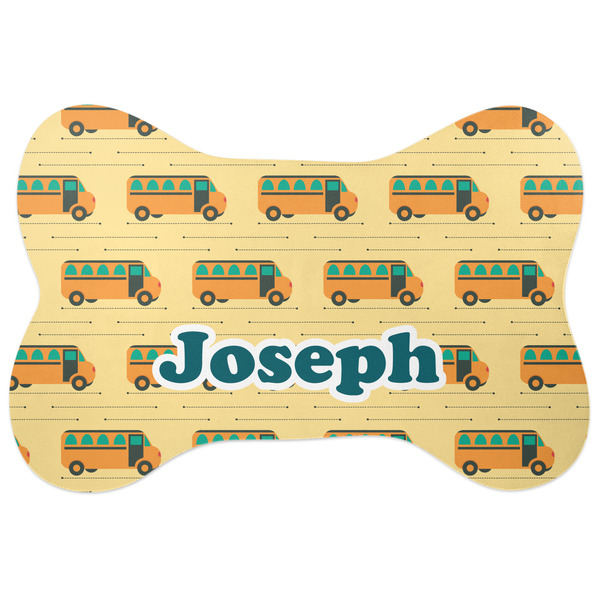 Custom School Bus Bone Shaped Dog Food Mat (Personalized)
