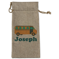 School Bus Large Burlap Gift Bag - Front (Personalized)