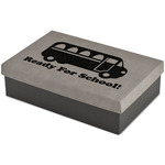 School Bus Large Gift Box w/ Engraved Leather Lid (Personalized)