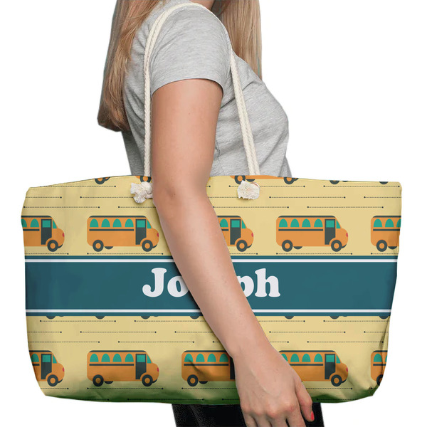 School Bus Large Rope Tote Bag - In Context View