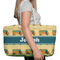School Bus Large Rope Tote Bag - In Context View
