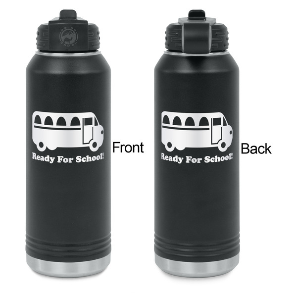 School Bus Laser Engraved Water Bottles - Front & Back Engraving - Front & Back View