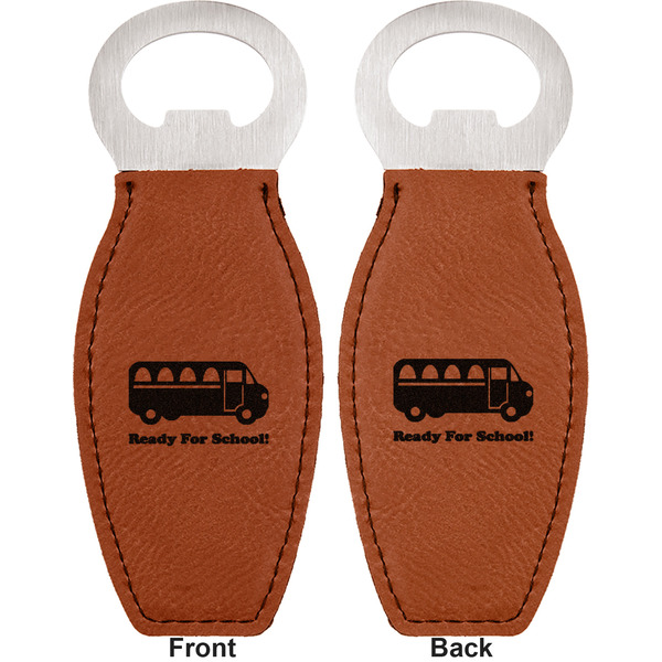 School Bus Leather Bar Bottle Opener - Front and Back
