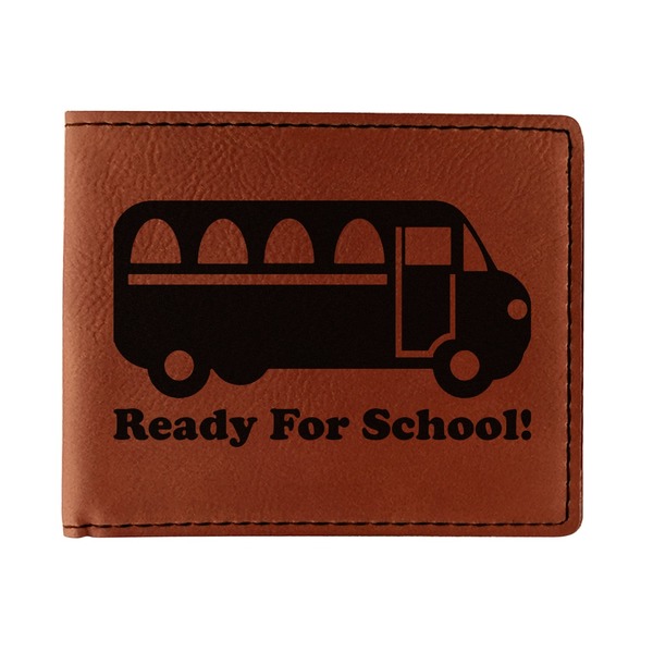 Custom School Bus Leatherette Bifold Wallet - Single Sided (Personalized)
