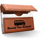 School Bus Leatherette Business Card Holder - Single Sided (Personalized)