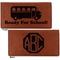 School Bus Leather Checkbook Holder Front and Back