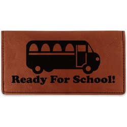 School Bus Leatherette Checkbook Holder - Single Sided (Personalized)