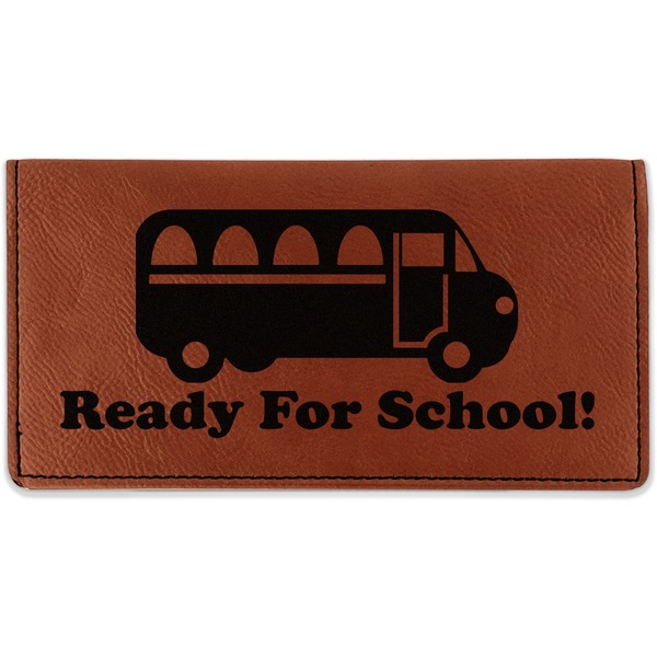 Custom School Bus Leatherette Checkbook Holder - Single Sided (Personalized)