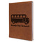 School Bus Leather Sketchbook - Large - Double Sided - Angled View