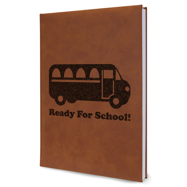 Custom School Bus Leather Sketchbook - Large - Single Sided (Personalized)
