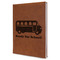 School Bus Leather Sketchbook - Large - Single Sided - Angled View