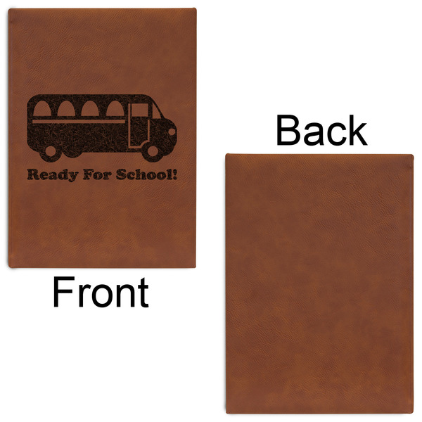 School Bus Leatherette Journal - Large - Single Sided - Front & Back View