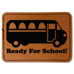 School Bus Faux Leather Iron On Patch - Rectangle (Personalized)