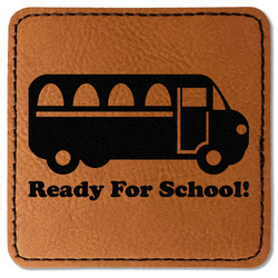 School Bus Faux Leather Iron On Patch - Square (Personalized)
