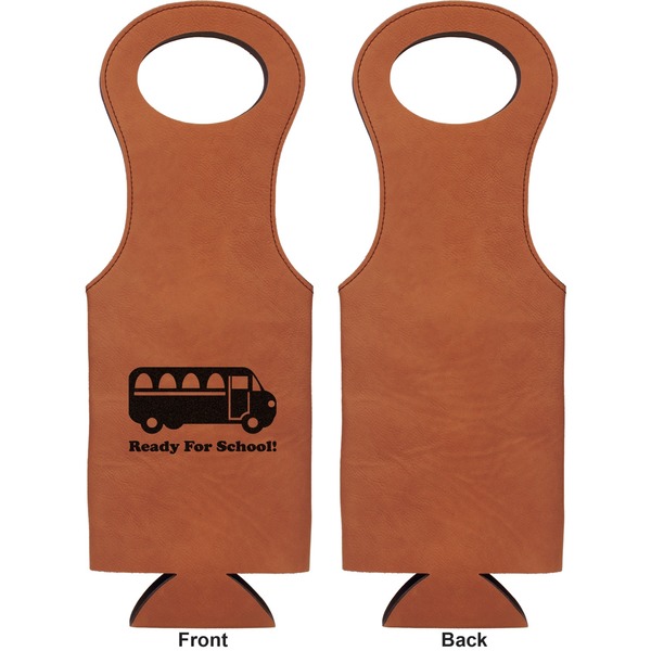 School Bus Leatherette Wine Tote Single Sided - Front and Back
