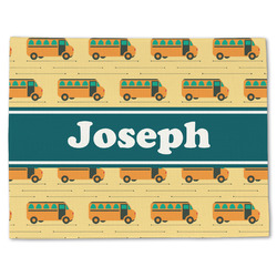 School Bus Single-Sided Linen Placemat - Single w/ Name or Text