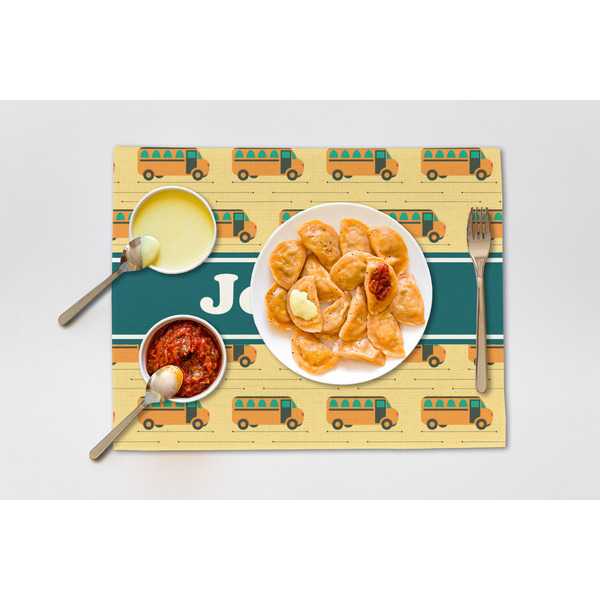 School Bus Linen Placemat - Lifestyle (single)