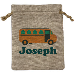 School Bus Medium Burlap Gift Bag - Front (Personalized)