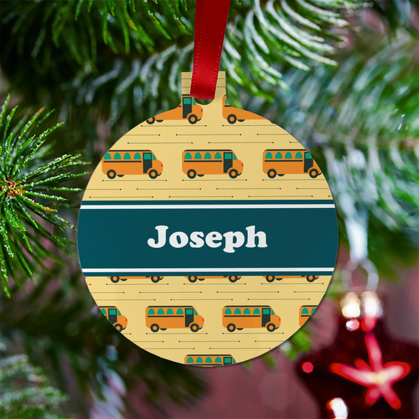School Bus Metal Ball Ornament - Lifestyle
