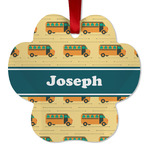 School Bus Metal Paw Ornament - Double Sided w/ Name or Text