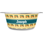 School Bus Stainless Steel Dog Bowl - Large (Personalized)