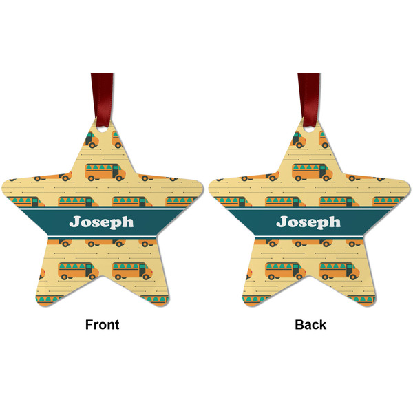 School Bus Metal Star Ornament - Front and Back