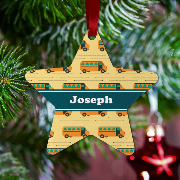 School Bus Metal Star Ornament - Lifestyle