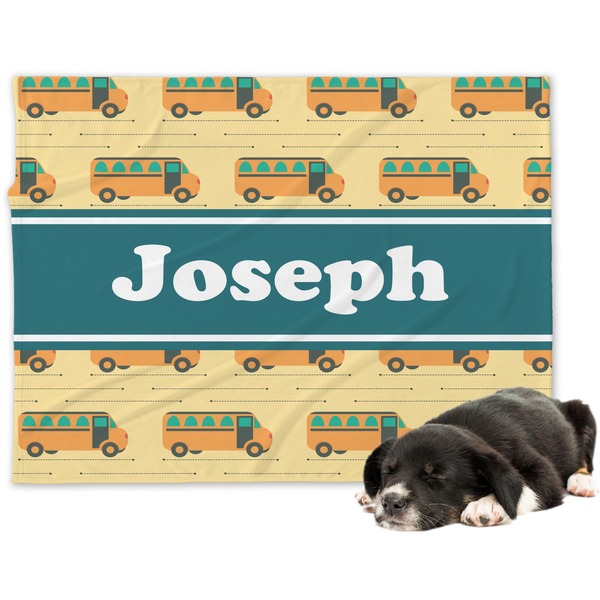 Custom School Bus Dog Blanket - Large (Personalized)