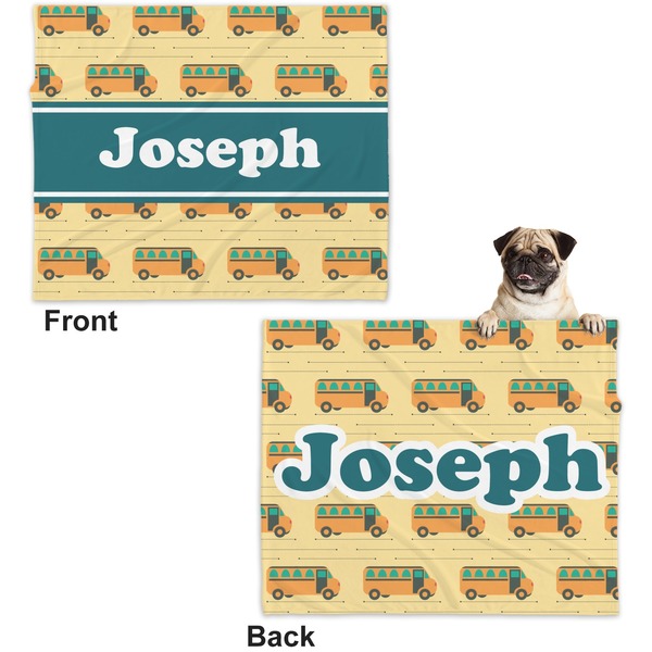 School Bus Microfleece Dog Blanket - Large- Front & Back
