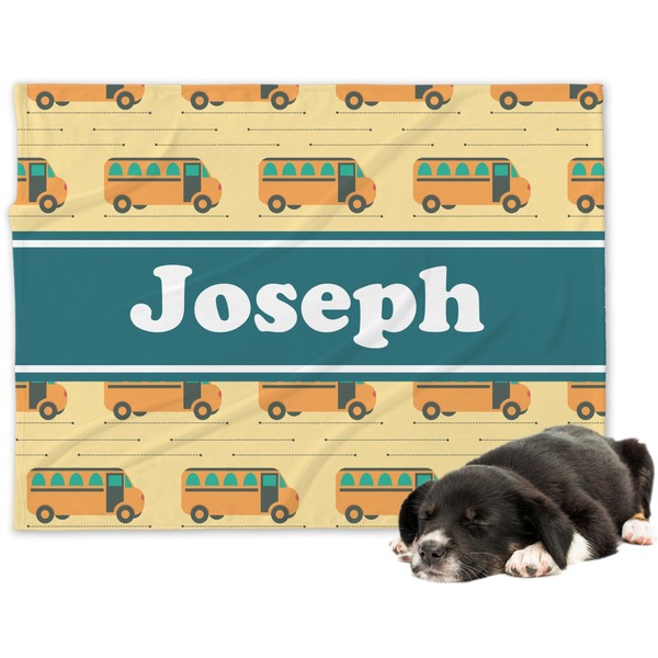 Custom School Bus Dog Blanket (Personalized)