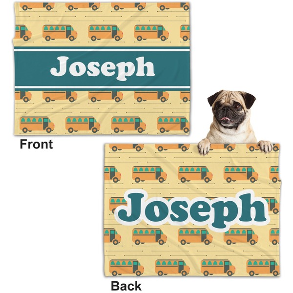 School Bus Microfleece Dog Blanket - Regular - Front & Back