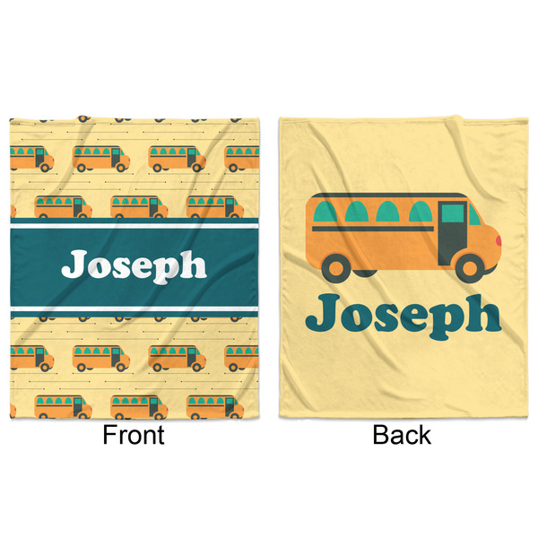 School Bus Minky Blanket - 50"x60" - Double Sided - Front & Back
