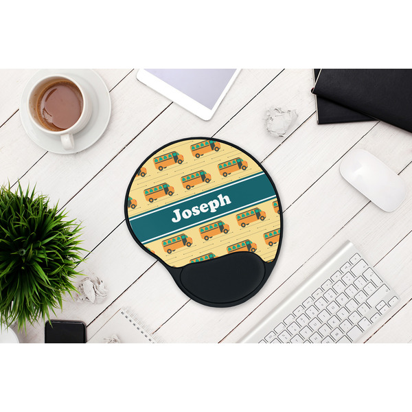School Bus Mouse Pad with Wrist Rest - LIFESYTLE 1