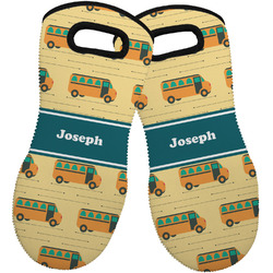 School Bus Neoprene Oven Mitts - Set of 2 w/ Name or Text