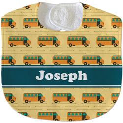 School Bus Velour Baby Bib w/ Name or Text