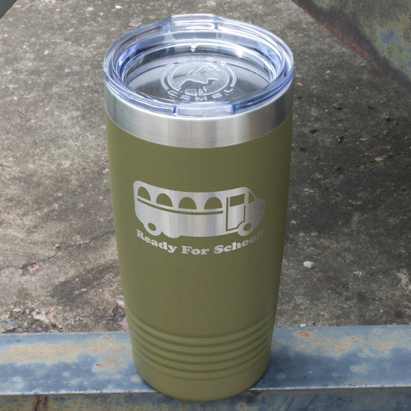School Bus Olive Polar Camel Tumbler - 20oz - Angled
