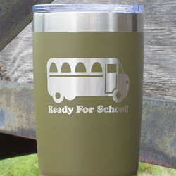 School Bus 20 oz Stainless Steel Tumbler - Olive - Single Sided (Personalized)