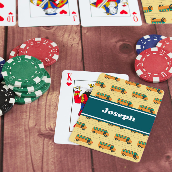 School Bus On Table with Poker Chips