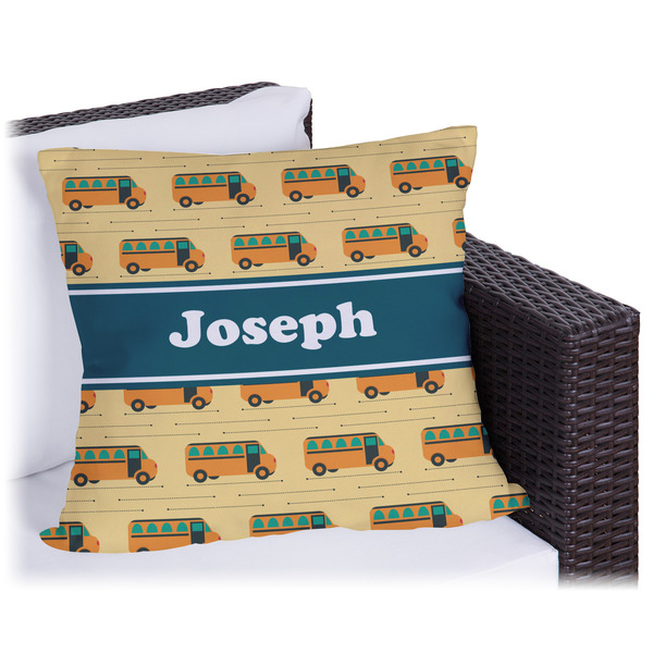 Custom School Bus Outdoor Pillow - 16" (Personalized)