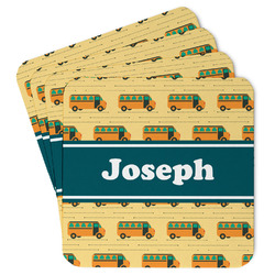 School Bus Paper Coasters w/ Name or Text