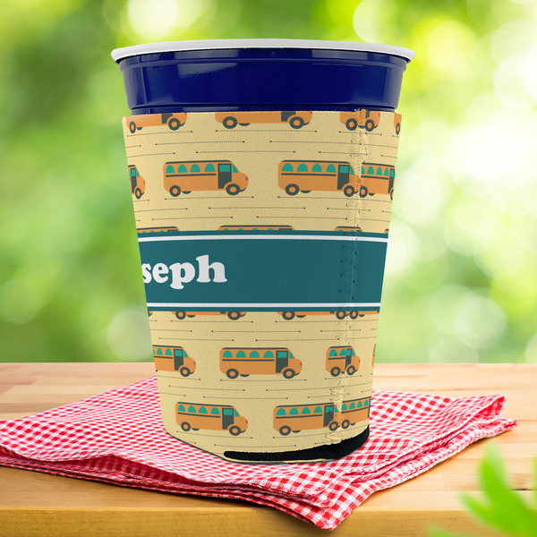 School Bus Party Cup Sleeves - with bottom - Lifestyle