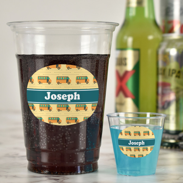 School Bus Party Cups - 16oz - In Context