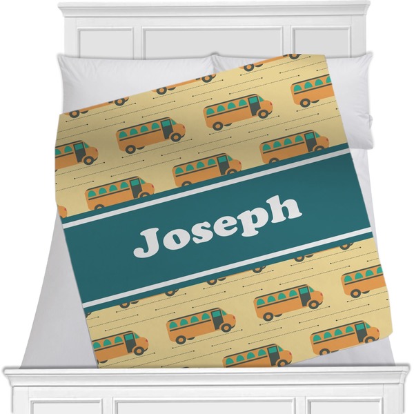 Custom School Bus Minky Blanket - Toddler / Throw - 60"x50" - Double Sided (Personalized)