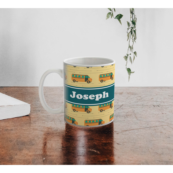 School Bus Personalized Coffee Mug - Lifestyle