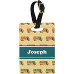 School Bus Plastic Luggage Tag - Rectangular w/ Name or Text