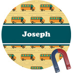 School Bus Round Fridge Magnet (Personalized)
