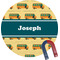 School Bus Round Fridge Magnet (Personalized)