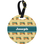 School Bus Plastic Luggage Tag - Round (Personalized)
